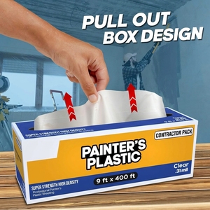 Pellicola Plastica per Pittori, Rotolo da 400' di Lunghezza x 9' di Larghezza, Alta Densità, con Foro per Dispenser, Facile da Applicare - Product Image 3