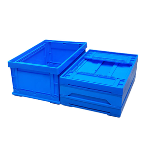 Conteneur empilable robuste personnalisable, pliable, boîte de transport de stockage, caisse en plastique pliable avec couvercle - Product Image 1