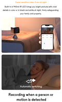 Mini caméra de sécurité WiFi sans fil, caméra CCTV miniature avec longue autonomie de batterie, fonction panoramique/inclinaison, audio bidirectionnel et fonctions de sécurité