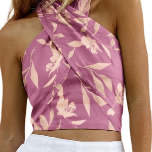 Women's <b>Top</b> <b>Tops</b> Sexy CrissCross Halter Sleeveless Wrap Front Backless Cami Crop <b>Top</b> Clubbing - Product Image 5