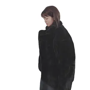 The luxury big rabbit black fur plus size women coats