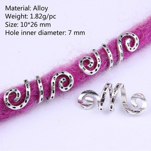50 Pcs/lot Jepit Rambut Dreadlock Tabung Logam Vintage Warna Emas Perak Spiral Manik-Manik Wig Cincin Rambut Aksesoris Manik-Manik Kepang untuk Rambut Wanita - Product Image 3