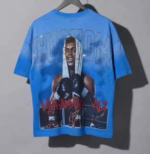 Camisetas Extra Grandes de Estilo Urbano Personalizadas, Camiseta Cuadrada Vintage con Lavado Ácido, Camiseta Gráfica de Alta Calidad con Pedrería - Product Image 3