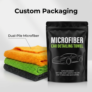 Tavelya 400GSM Serviette microfibre double face personnalisable haute et basse densité pour voiture, sans rayures, pour le detailing, le cirage et le polissage - Product Image 1