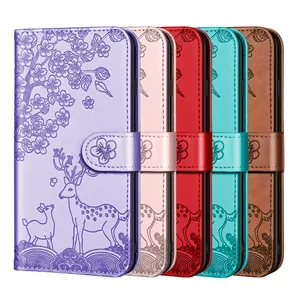 Fashion Deer Flower Wallet Leather Case For Xiaomi POCO X3 GT F3 GT 11 Lite Redmi NOTE 8 9 Pro Max 9S M2 Pro 9A Phone Flip Cover
