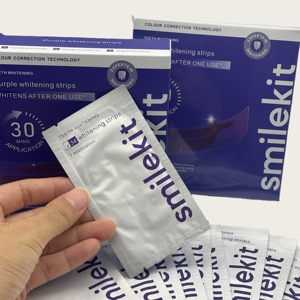 New Launch Sensitive Free Bright Purple Smile Advanced Organic Non-Peroxide Formula <b>Minty</b> Custom Teeth Whitening Strips Teeth - Product Image 2