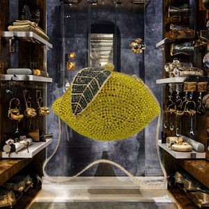 Bolso de Mano Tipo Clutch con Forma de Limón y Diamantes de Imitación para Mujer, Cierre Magnético, Capacidad de 1-1.9L, Cadenas de Alta Calidad - Product Image 3