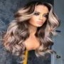 Peluca de Cabello <span class=keywords><strong>Humano</strong></span> con Ondas Largas <span class=keywords><strong>y</strong></span> Naturales, sin Pegamento, con Frente de Encaje 13x4, Cabello Remy Vietnamita, para Encaje HD Transparente, Color Marrón Natural/Negro para Mujeres - Product Image 4