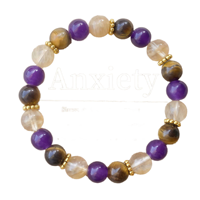 Bracelet de Soutien Émotionnel Go2boho en Cristal Doré Naturel et Strass, Perles d'Améthyste 8mm, Protection Empathique, Bijou Chakra, Cadeau