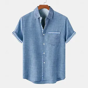 <span class=keywords><strong>T</strong></span>-<span class=keywords><strong>shirt</strong></span> en lin à manches courtes pour homme, respirant, décontracté, imprimé, style hawaïen, plage, streetwear, extérieur, à carreaux, <span class=keywords><strong>grande</strong></span> <span class=keywords><strong>taille</strong></span> - Product Image 3