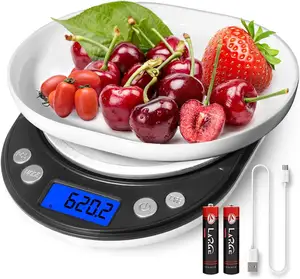 3000gx0.1g Digital Kitchen Food Scale Electronic Cooking Scale with USB Charging Cable and Protective Cover Graduation 0.003oz