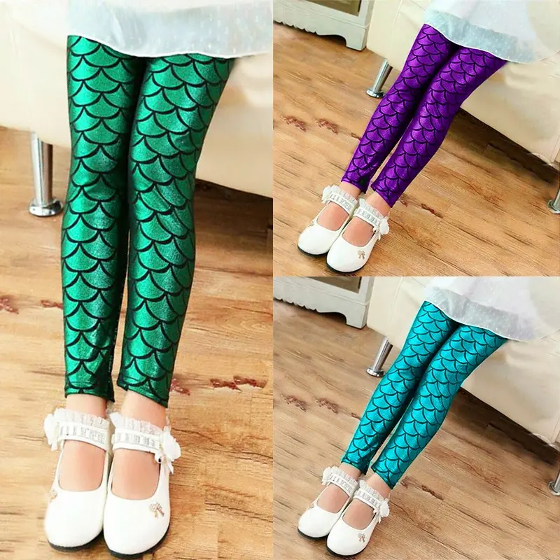 Hot Selling Kids Meisjes Leggings Kinderen Leggings Broek Slanke Broek Groothandel Kleurrijke Glanzende Schaal