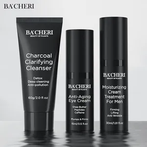 Set per la cura della pelle da uomo detergente schiarente al carbone biologico crema per gli occhi antietà Set per la cura della pelle per uomo