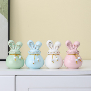 150 ml Yüksek Sıcaklığa Dayanıklı Seramik Evcil Hayvan <span class=keywords><strong>Urn</strong></span>'u Tavşan Kulağı Tasarımlı Küçük Hayvan Kremasyon <span class=keywords><strong>Urn</strong></span>'u Köpek Kedi için Kumaş Hediye Çantası ile Çok Renkli - Product Image 2