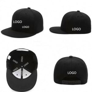 Custom Logo Cotton Blank <b>Flat</b> Brim Snap Back Lined Vintage <b>Hat</b> Plain Snapback Hip Hop Cap Baseball Cap - Product Image 3