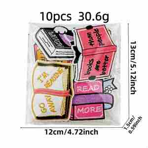 Parche Termoadhesivo Bordado con Diseño de Dibujos Animados de Lectura de Libros, Accesorios para Ropa - Product Image 2