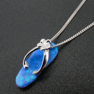 Hawaii Shoes Blue Fire <b>Opal</b> <b>Pendant</b> <b>Necklace</b> - Product Image 2