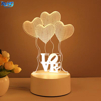 Lámpara Nocturna LED 3D con Ilusión Óptica, Mini Lámpara de Mesa Decorativa USB de Plástico Blanco Cálido para Niños, Regalo