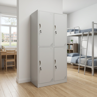 Casier de vestiaire en acier robuste à 4 portes avec structure démontable et serrure à clé pour le rangement des vêtements du personnel et des travailleurs