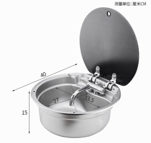 Évier rond en acier inoxydable 304 pour camping-car avec robinet pliable et couvercle en verre trempé pour cuisine de camping-car, bateau, <span class=keywords><strong>caravane</strong></span> - Product Image 1