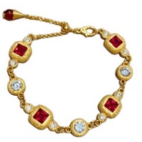 Nouveau Bracelet Rétro Chinois de Luxe 2026 avec Diamants Carrés et Ronds en Rubis, Ensemble de Bijoux Premium et Raffinés