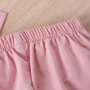 <span class=keywords><strong>2025</strong></span> Mùa Hè Phổ Biến Cô Gái 'Thiết Lập Rắn Màu Hồng Mùa Thu Ren Dài Tay Ngọc Trai Đôi Ngực Quần Phù Hợp Với Vành Đai Cô Gái Thời Trang - Product Image 5