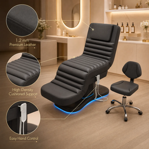 3-Motor Electric Synthetic Leather Beauty <b>Bed</b> with High-Density <b>Sponge</b> Modern Design Height Adjustable Reclining for Salon Spa - Product Image 2
