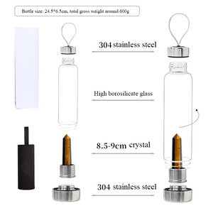 Bouteille d'eau en verre avec élixir <span class=keywords><strong>de</strong></span> pierres précieuses naturelles en gros Quartz rose infusée d'améthyste énergie <span class=keywords><strong>de</strong></span> guérison infusée - Product Image 3