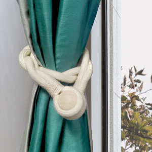 Handmade Boho Rope Curtain Tieback Modern Twist Rope <strong>Tie</strong> <strong>Backs</strong> with Wooden Button Decorative Window Holdbacks for Bedroom - Product Image 4