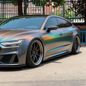 Vinilo de lujo para rotulación completa de vehículos, color gris láser mate, con brillo alto, efecto de cambio de color, autoadhesivo, PET de 6.5mil, película adhesiva para carrocería. - Product Image 2