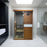 Sauna infrarouge sec électrique de luxe en bois de cèdre rouge massif, plaque chauffante en graphène, panneau de commande informatique, application de contrôle à distance, 9 chauffages