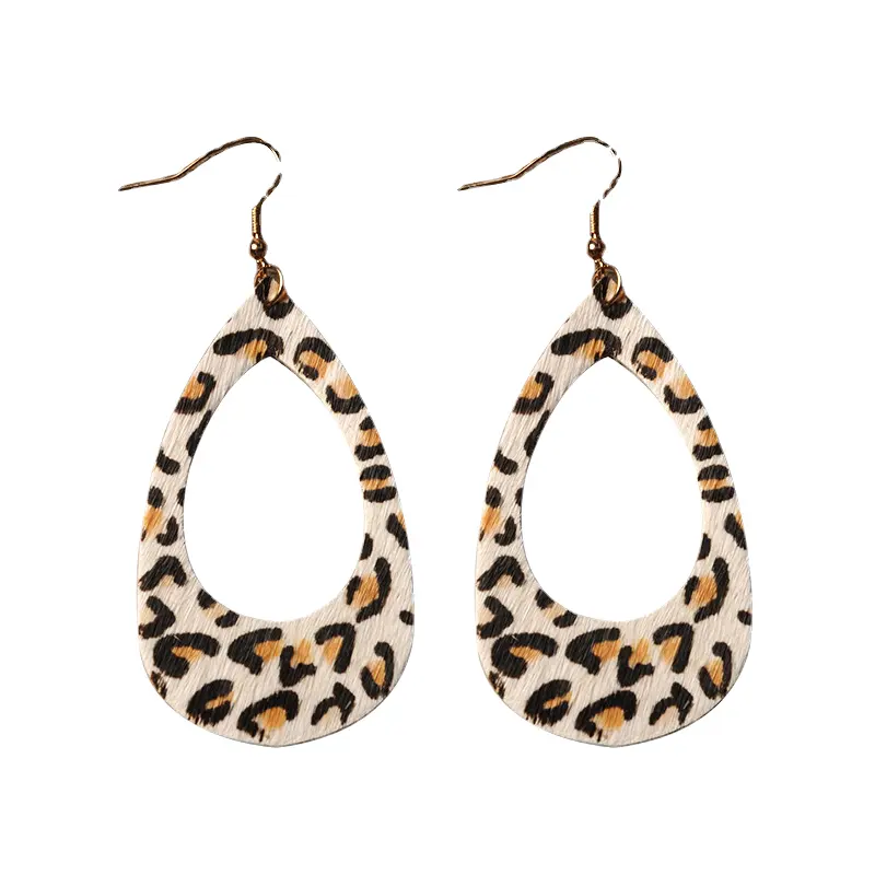 2312 vente imprimé léopard boucles d'oreilles crin cuir forme fabricants ventes directes