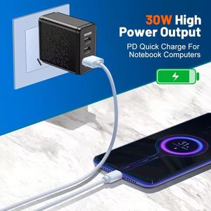 อะแดปเตอร์ชาร์จโทรศัพท์มือถือ 30W 2USB PD Type-C USB C 3 พอร์ต หัวปลั๊ก US EU UK 5V/2.4A ชาร์จไฟแบบติดผนัง - Product Image 6