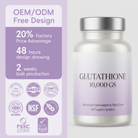 Suplemento de Vitamina 10000GS de Marca Privada OEM, Antioxidante Avanzado para el Brillo de la Piel, Blanqueador, Alto en Proteínas, 60 Cápsulas Veganas Blandas
