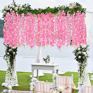 Guirnalda de Flores Artificiales de Glicinia de 6 Pies, Flores Artificiales de Seda y Plástico con Tacto <span class=keywords><strong>Real</strong></span> para Decoración de Fondo de Boda - Product Image 5