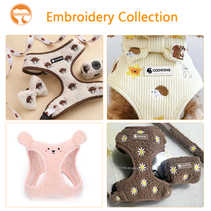 Set tali Harness leher dapat diatur Teddy bordir kustom tas Poop dasi kupu-kupu Bandana Set Harness anjing mewah kerah hewan peliharaan - Product Image 4