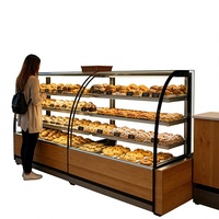 Vitrine de boulangerie en verre courbé sur mesure, en bois, conçue par des experts, directement de l'usine, pour café et pâtisserie - MOQ 1 pièce