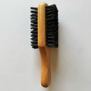 Personalizable 360 Magic Wood Hair Wave Salon Cepillo de pelo Narrow Club Palm con cerdas duras medianas y suaves Ionic Bamboo Nylon en caja - Product Image 4