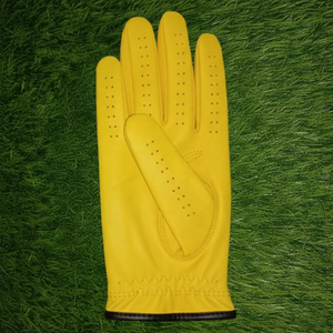 Guante de Golf de Cuero Genuino Amarillo, para Mano Derecha, Transpirable, con Cierre de Velcro, Guante Deportivo Unisex, Precio Económico, Hecho a Medida - Product Image 2