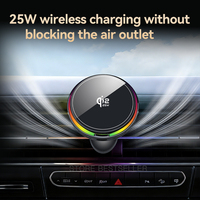 Nouveau chargeur de voiture sans fil magnétique rotatif à 360° 25W, adaptateur pour téléphone, support de ventilation avec ventilateur et lumières multicolores