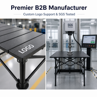Table de bistrot pliable pour patio, avec plateau en aluminium noir mat, structure en acier robuste, testée SGS, haute stabilité, avec sac de transport
