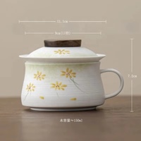 Tasse à café ou à thé en céramique blanche émaillée, peinte à la main avec des motifs floraux, élégante tasse d'hôte, tasse à usage personnel, tasse de bureau, mug à café
