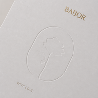 Boîte cadeau personnalisée pour ampoules de sérum, cadre ovale blanc gaufré rose, collection de mariage de la marque Serif, emballage OEM
