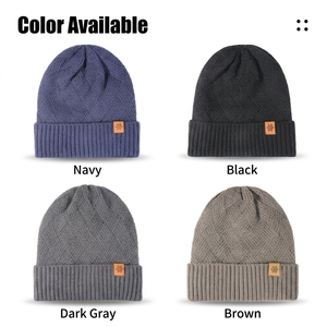 <span class=keywords><strong>Bonnet</strong></span> d'hiver en tricot pour <span class=keywords><strong>homme</strong></span>, double couche, doublure polaire, épais, chaud, côtelé, à revers, pour le ski, les activités de plein air, le quotidien - Product Image 2