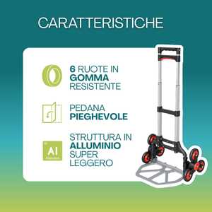 Carrello Pieghevole in Alluminio per Scale 51x41x99.5 Cm Capacità 70 Kg per Trasporto Merci - Product Image 4