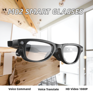Lunettes intelligentes M02 800W Pixel Black Technology avec étui de recharge, 1080P, étanches IPX-5, transmission Wifi, reconnaissance d'image IA - Product Image 2