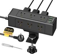 Multiprise à fixation sur bureau, 9 prises CA US, USB-C PD20W, USB-A QC3.0, protection contre les surtensions, chargeur mural de bureau