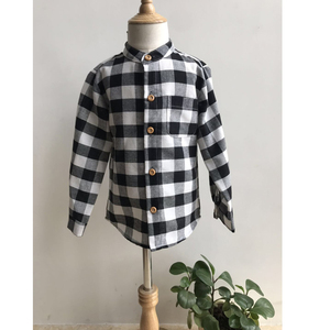 Chemises classiques à <span class=keywords><strong>carreaux</strong></span> noirs <span class=keywords><strong>et</strong></span> blancs à manches longues pour garçons, design personnalisé, en lin/coton, vêtements d'été pour enfants, échantillon - Product Image 1