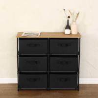 Commode moderne à 6 tiroirs en tissu avec structure en tubes métalliques, structure KD à volume de rangement minimal, organisateur de rangement domestique