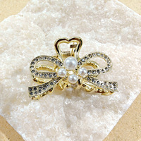 Pince à cheveux demi-épinglée pour femme, style européen et américain, en alliage de zinc avec incrustation de perles, petite pince à franges, épingle à cheveux exquise en perles
